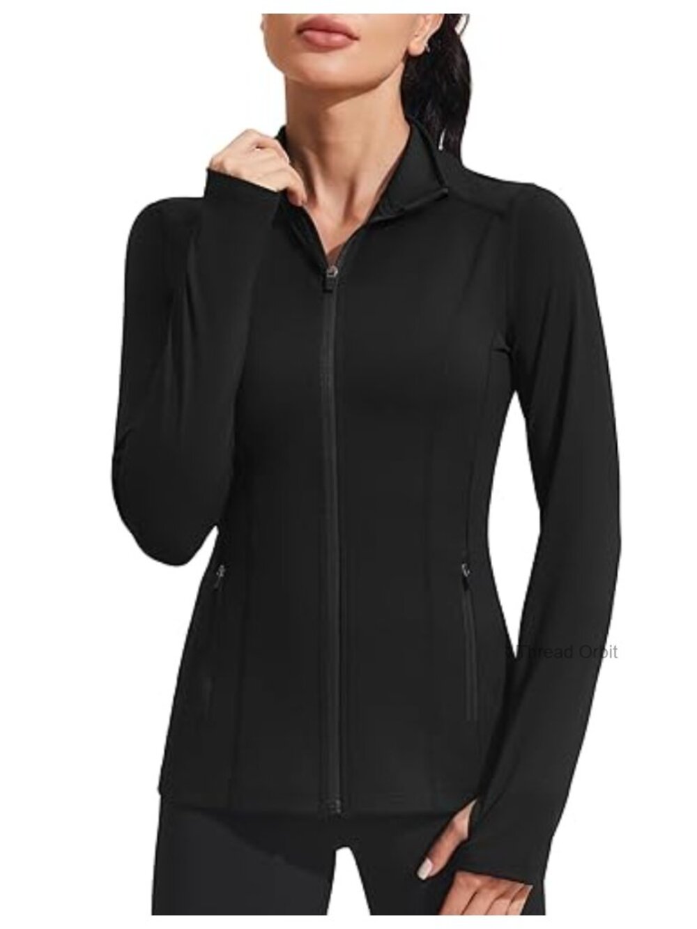 Slim Fit Full Zip Athletic Workout Jacket with Thumbholes Stretch